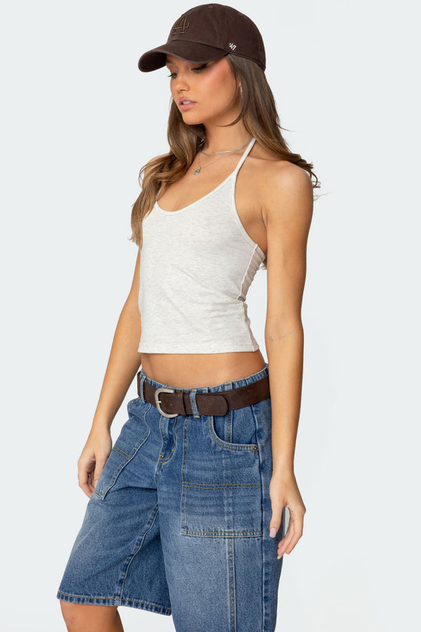 Edikted Maybell Halter Top Gray Melange