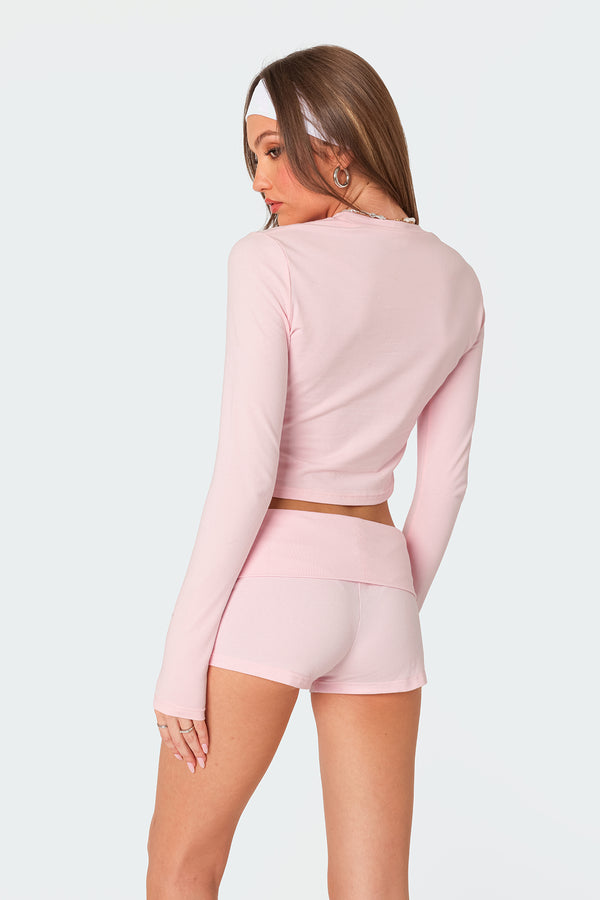 Edikted Meg Long Sleeve Top Pink