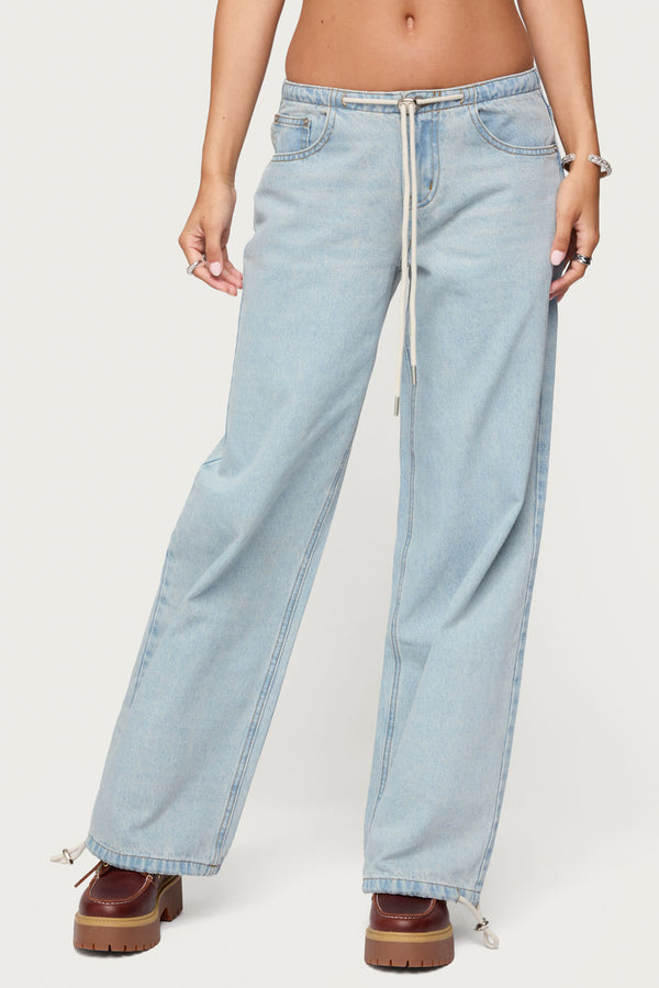 Edikted Meggie Low Rise Jeans Light Blue