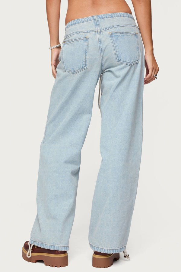 Edikted Meggie Low Rise Jeans Light Blue