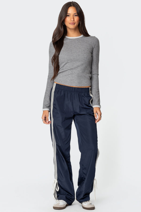 Edikted Meghan Waffle Top Gray Melange