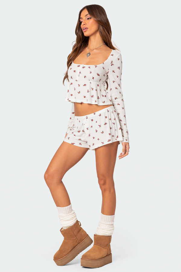 Edikted Meliora Ribbed Shorts White