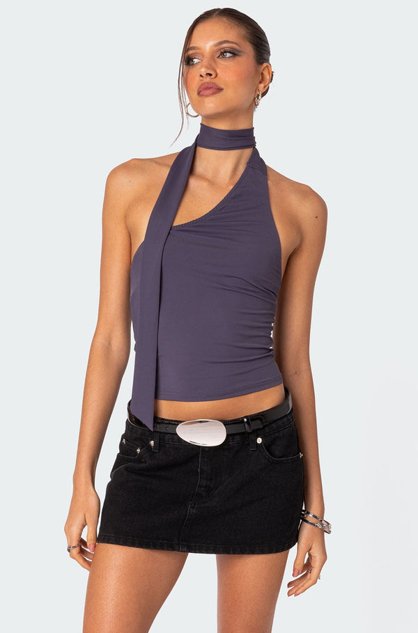 edikted Melony Asymmetric Scarf Top purple