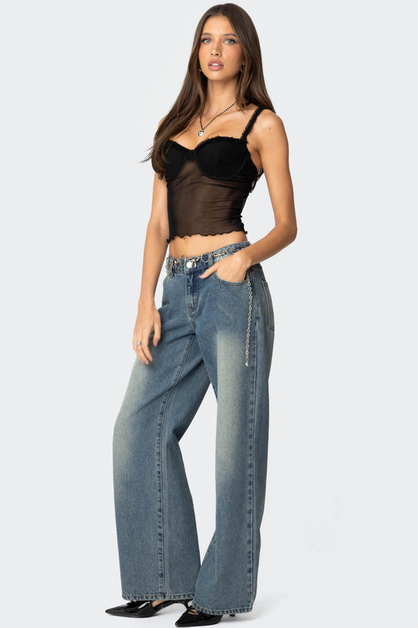 Edikted Mercy Sheer Mesh Bra Top Black