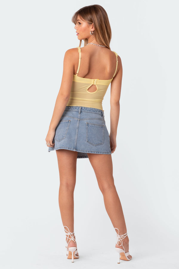 Edikted Mercy Sheer Mesh Bra Top Yellow