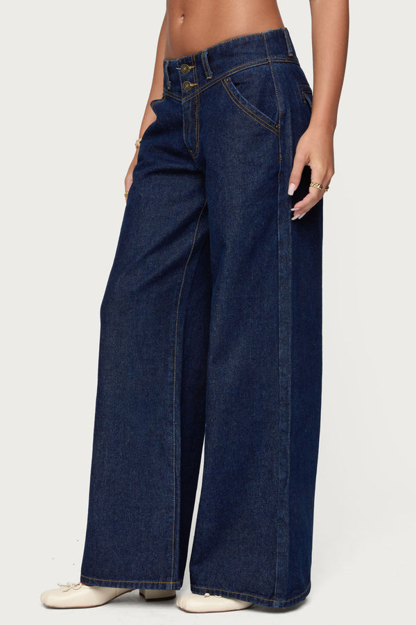Edikted Meredith Low Rise Jeans Blue