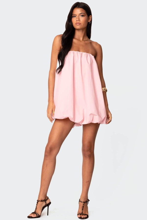 Edikted Met Strapless Bubble Mini Dress Light Pink