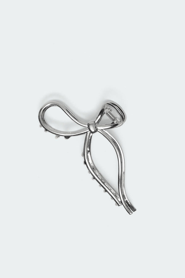 Edikted Metal Bow Hair Clip Silver