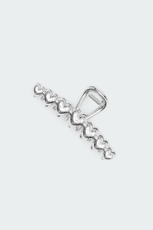 Edikted Metal Heart Claw Clip Silver