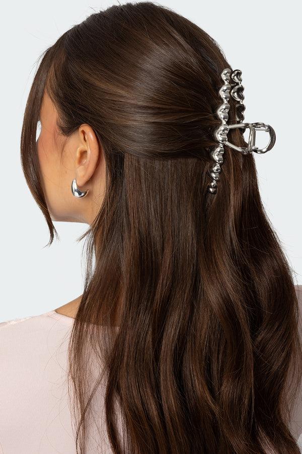 edikted Metal Heart Claw Clip silver