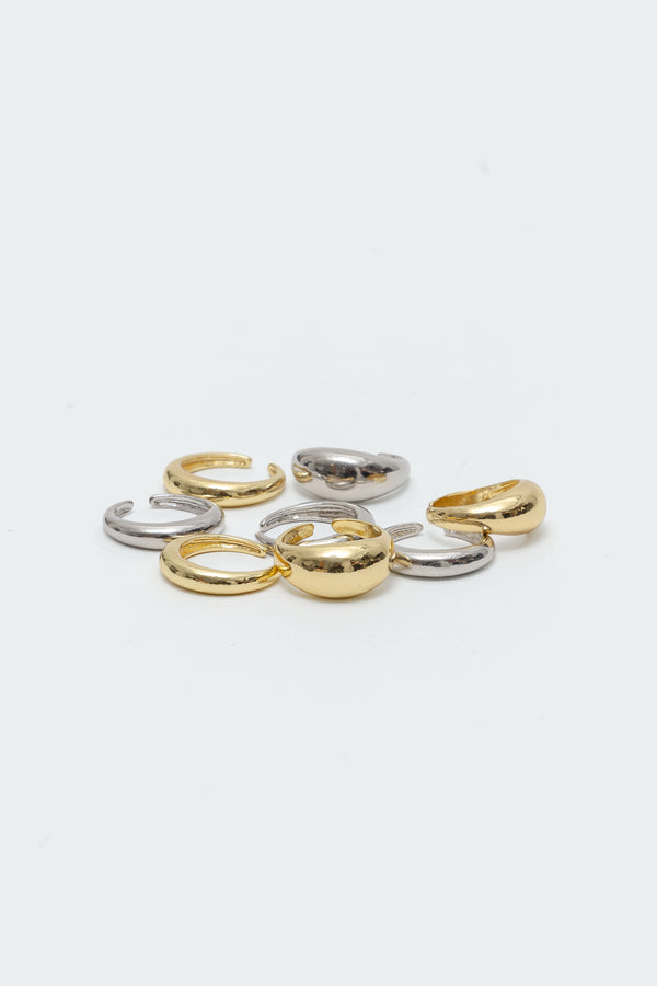 Edikted Metallic Mix Ring Pack Silver And Gold