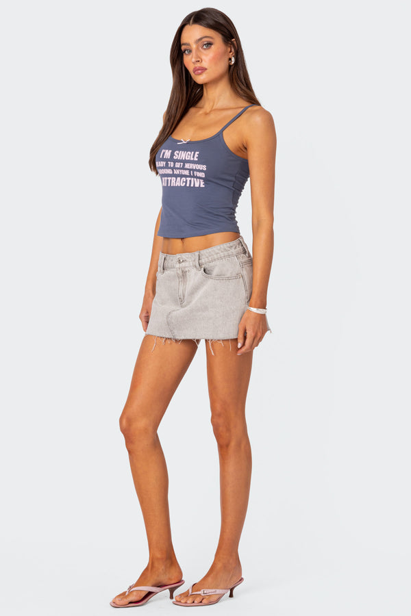 Edikted Micah Denim Mini Skirt Light Gray