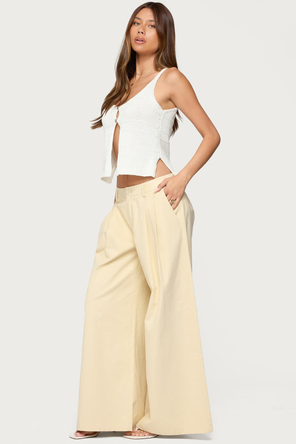 Edikted Mikinley Split Front Knit Tank Top White