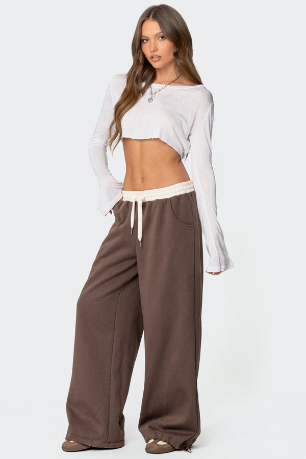 Edikted Mikki Wide Leg Sweatpants Brown
