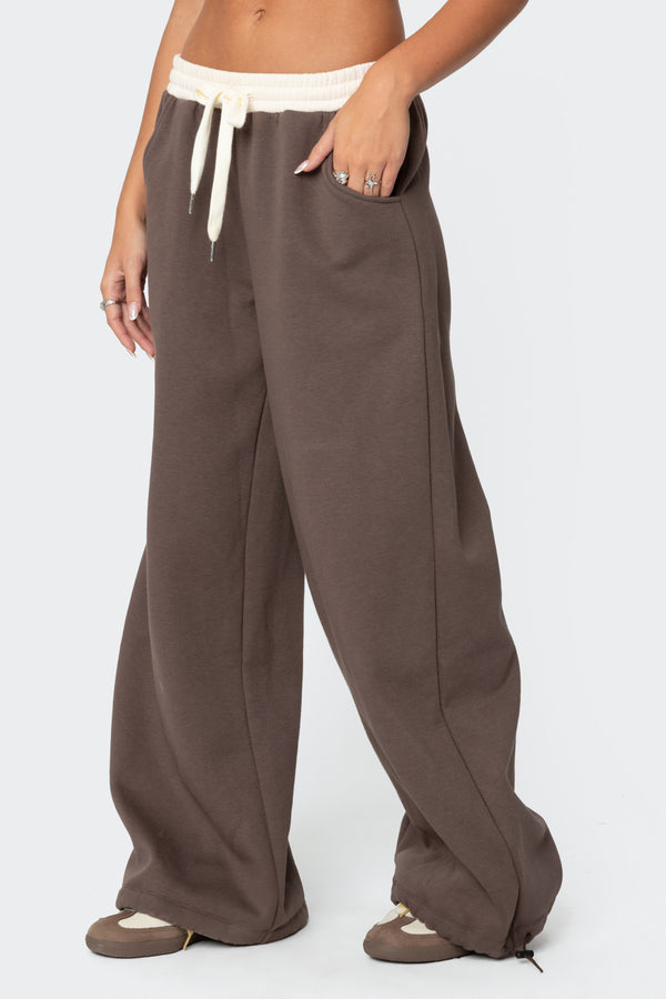 Edikted Mikki Wide Leg Sweatpants Brown