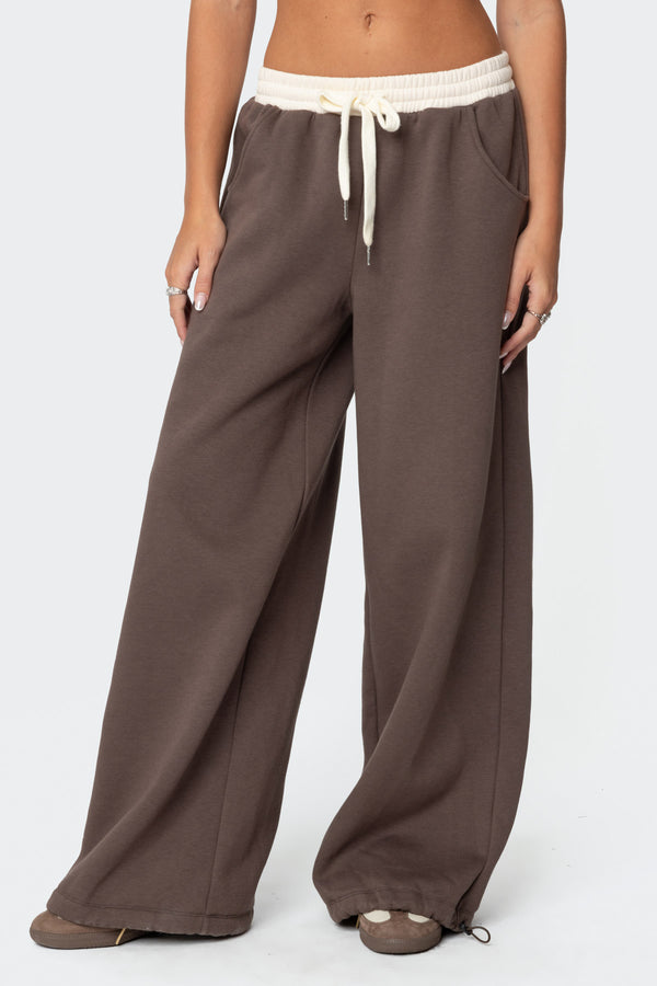 Edikted Mikki Wide Leg Sweatpants Brown