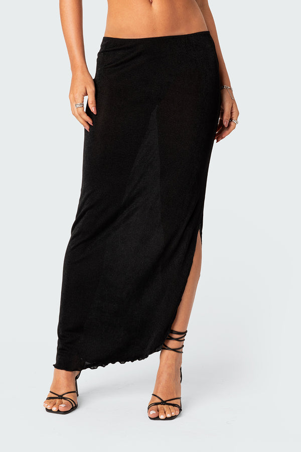 Edikted Milan Slitted Maxi Skirt Black