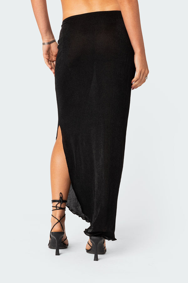 Edikted Milan Slitted Maxi Skirt Black