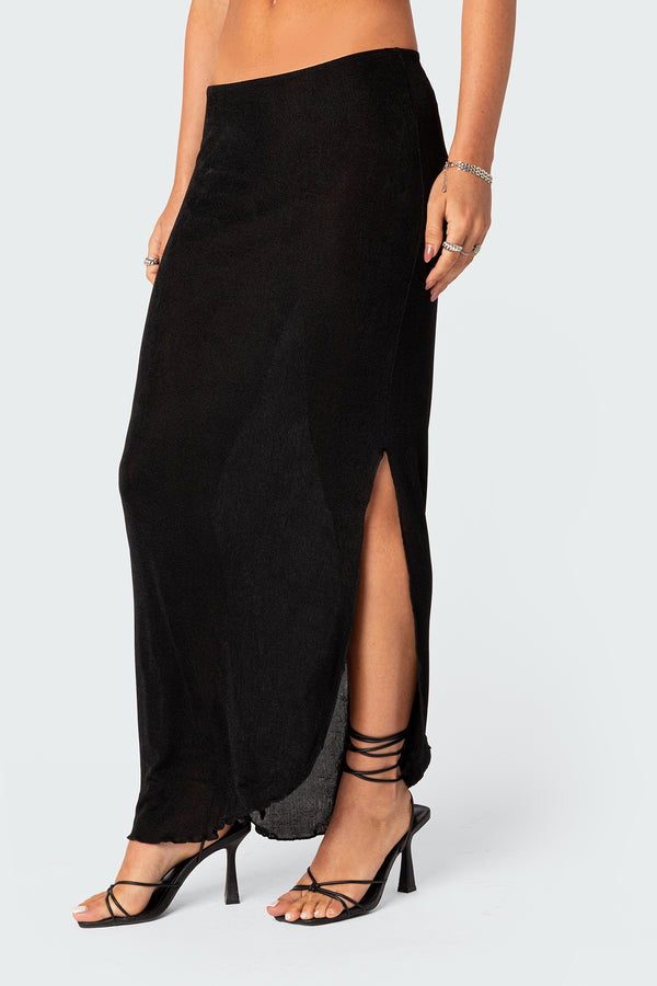 Edikted Milan Slitted Maxi Skirt Black