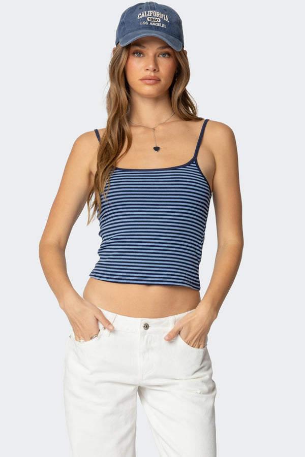 edikted Miller Striped Tank Top blue