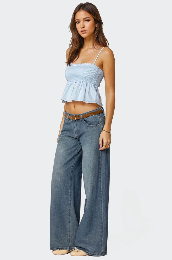 Edikted Millie Scrunch Tank Top Light Blue