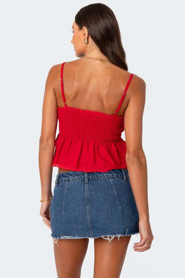 Edikted Millie Scrunch Tank Top Red
