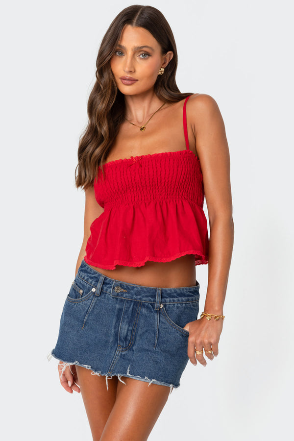 edikted Millie Scrunch Tank Top red