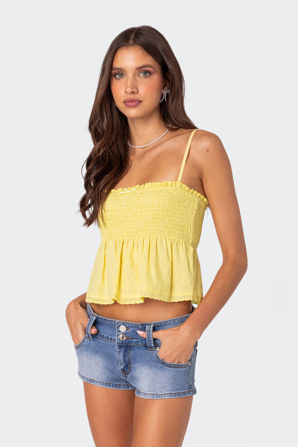 Edikted Millie Scrunch Tank Top Yellow