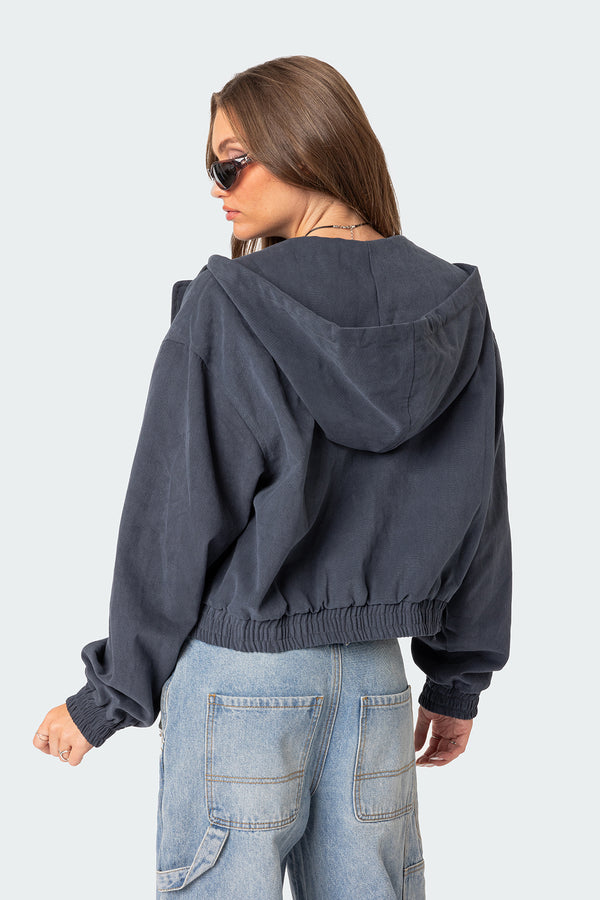 Edikted Milly Oversized Cropped Jacket Navy