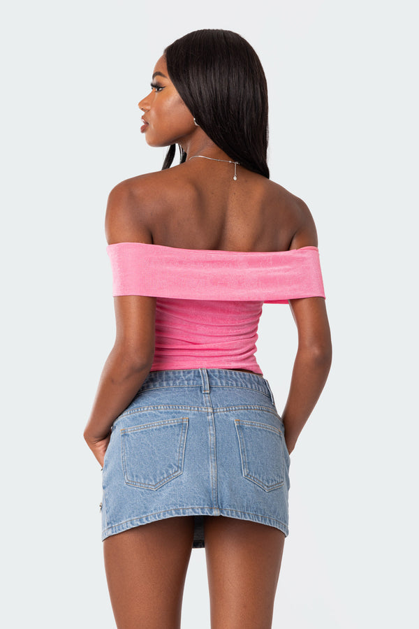 Edikted Mindi Fold Over Top Pink