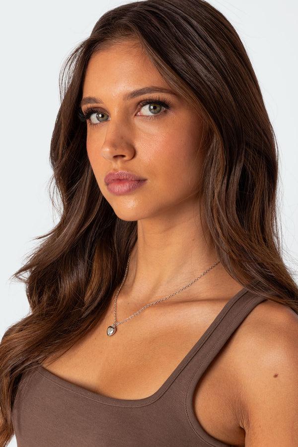Edikted Mini Heart Pendant Necklace Silver