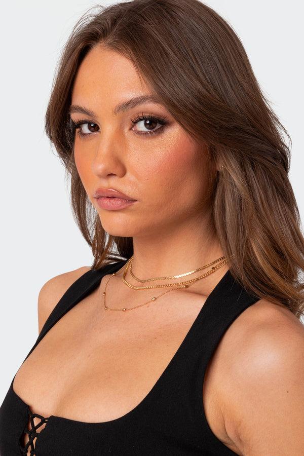 Edikted Minted Layered Necklace Gold