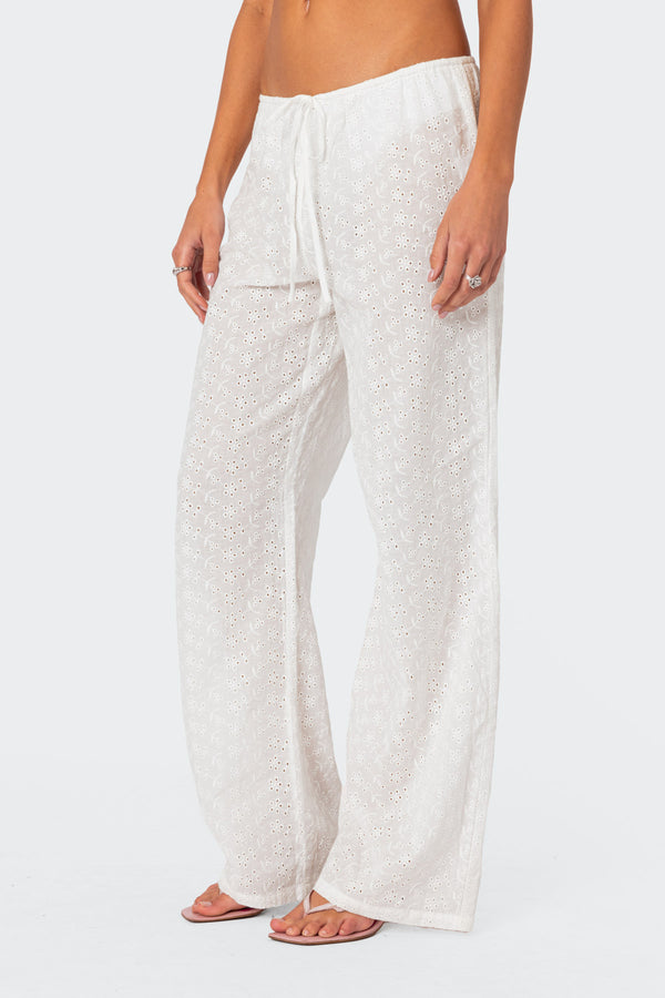 Edikted Miracle Cotton Lace Pants White