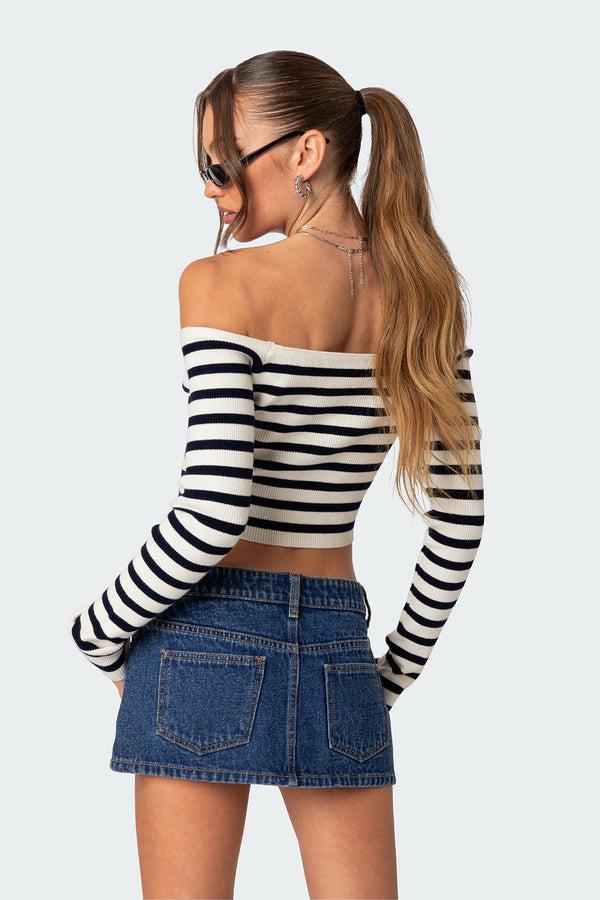 Edikted Miranda Off Shoulder Knit Top Mix