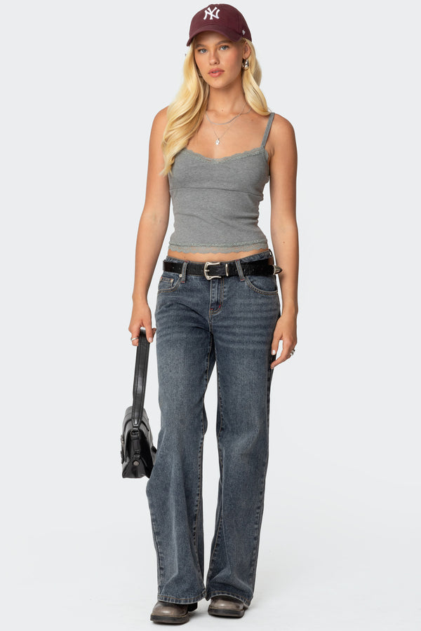 Edikted Mireille Lacey Tank Top Gray