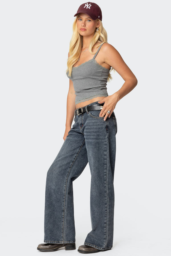 Edikted Mireille Lacey Tank Top Gray