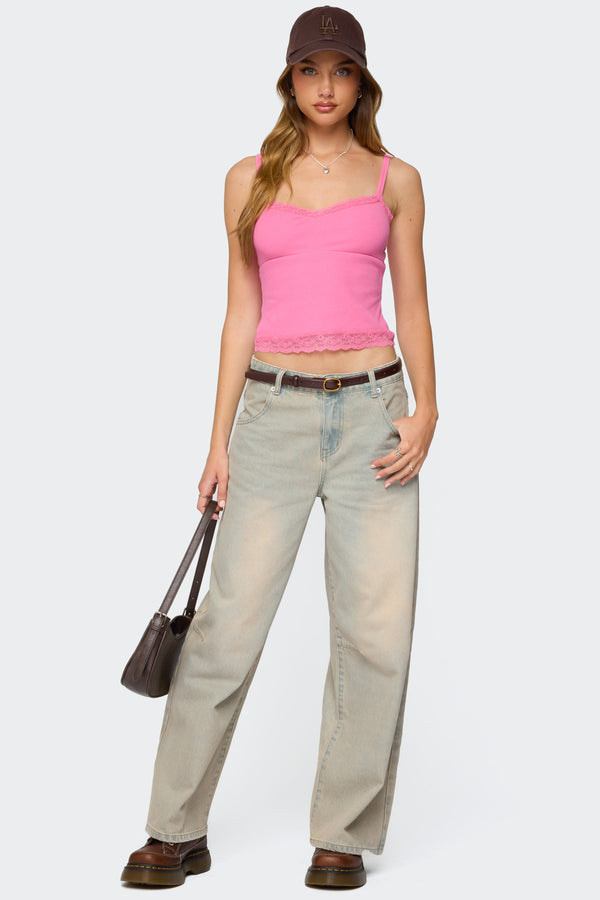 Edikted Mireille Lacey Tank Top Pink