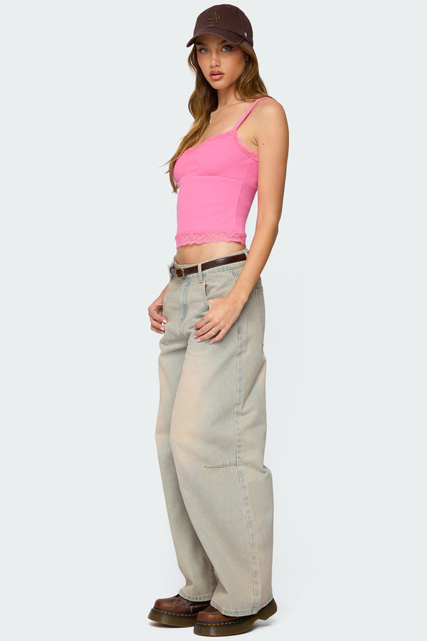 Edikted Mireille Lacey Tank Top Pink