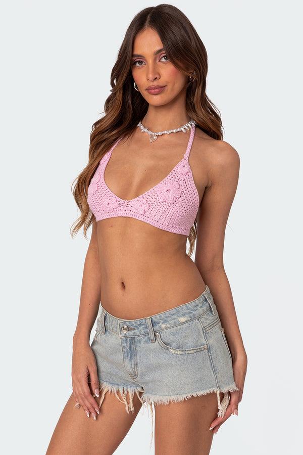Edikted Missy Crochet Bra Top Light Pink