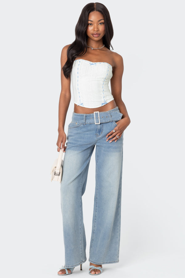 Edikted Mist Lacey Ribbon Corset White