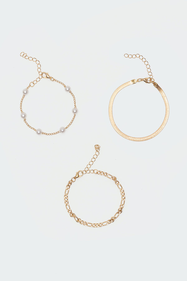 Edikted Mixed Chain Bracelets Gold