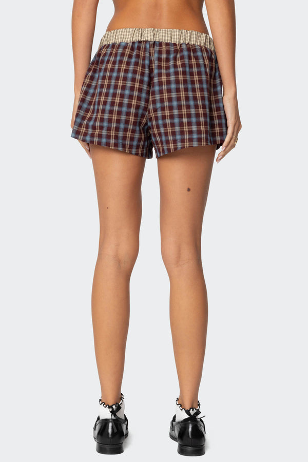 Edikted Mixed Plaid Boxer Shorts Mix