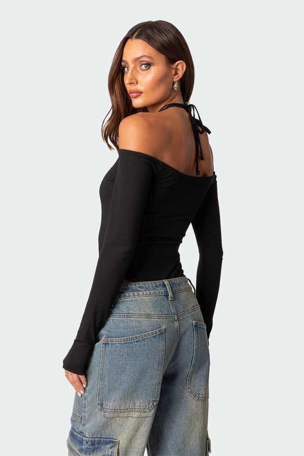 Edikted Model Off Duty Ribbed Bodysuit Black
