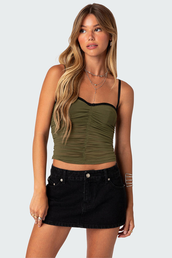 edikted Moira Mesh Bra Top olive