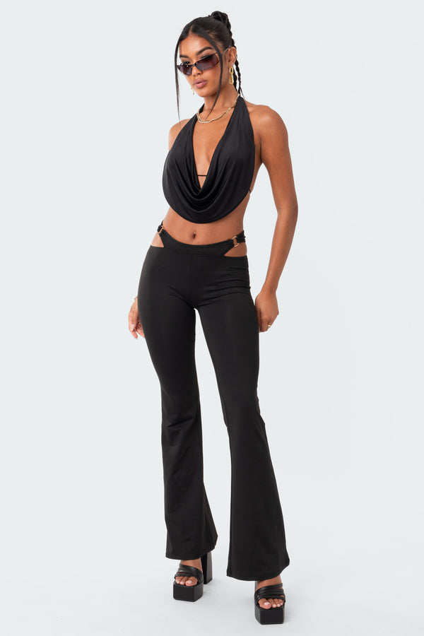 Edikted Monique Cropped Open-Back Top Black