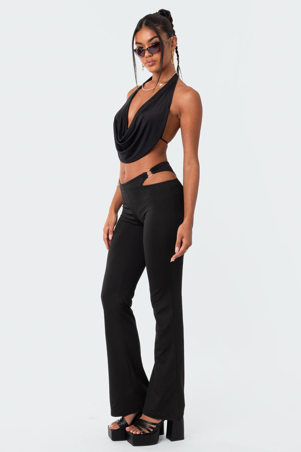Edikted Monique Cropped Open-Back Top Black