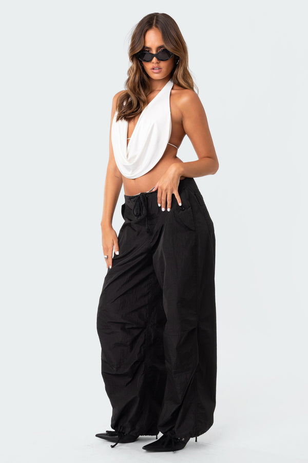 Edikted Monique Cropped Open-Back Top White