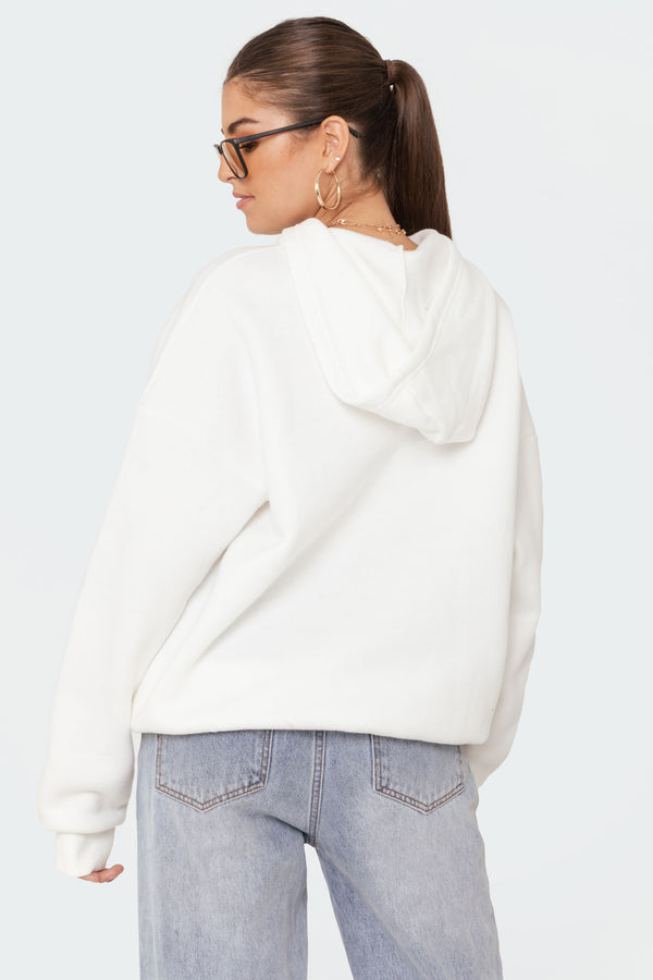 Edikted Mono Print Hoodie White