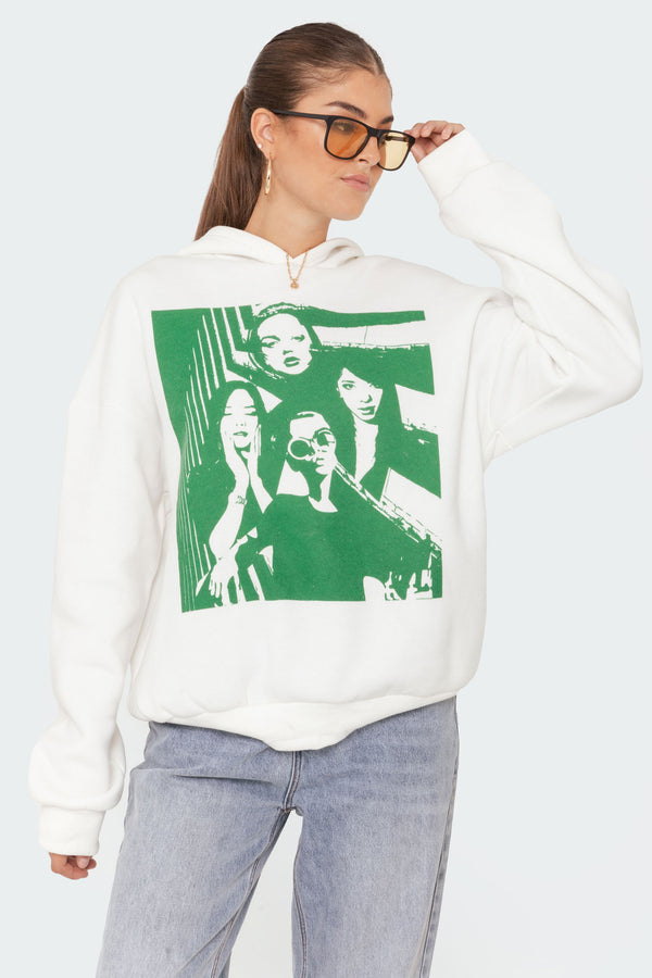 Edikted Mono Print Hoodie White