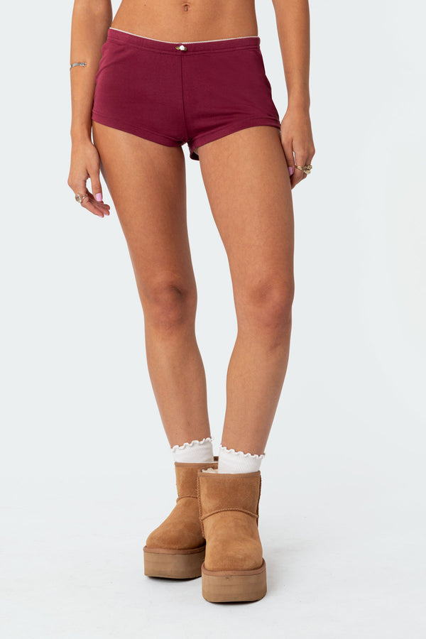 Edikted Monroe Micro Shorts Burgundy